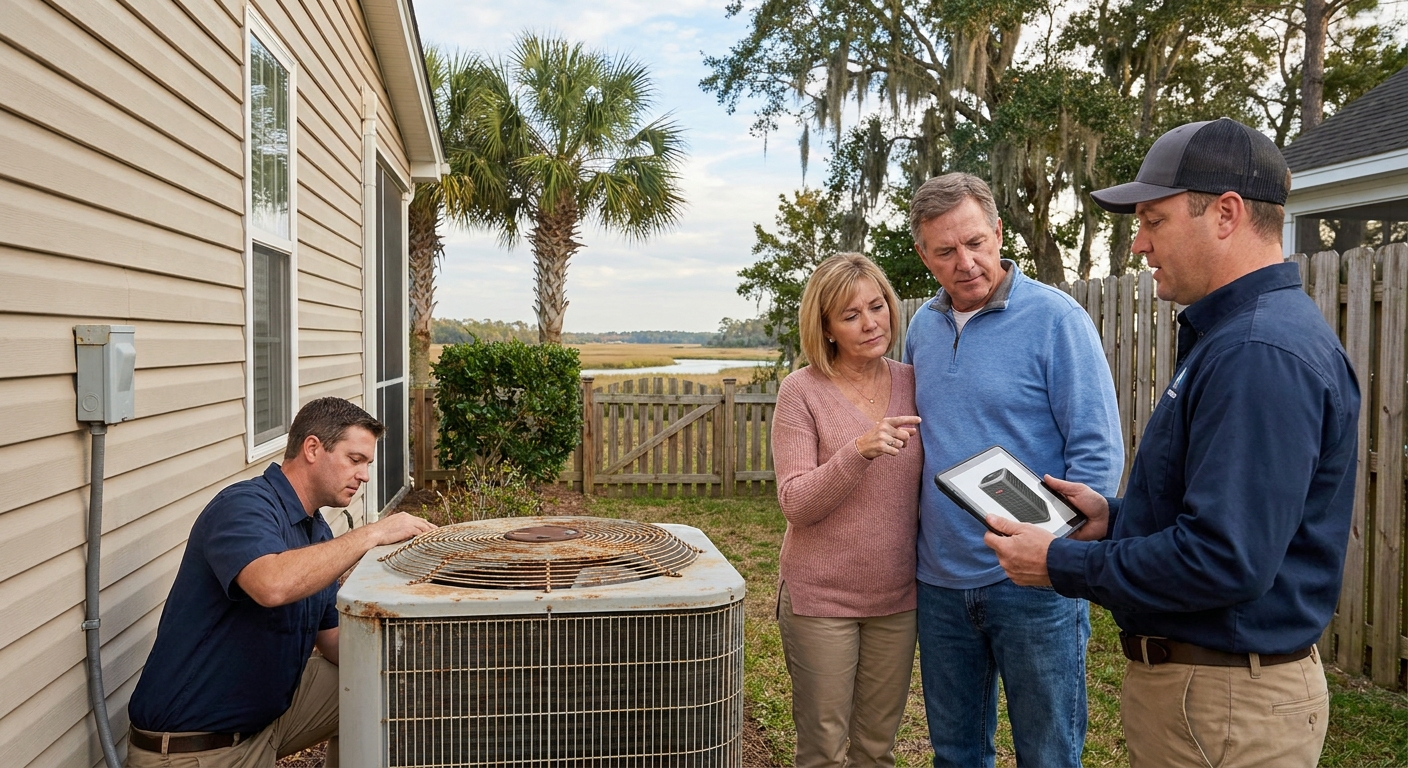 HVAC system replacement or repair decision in Murrells Inlet home